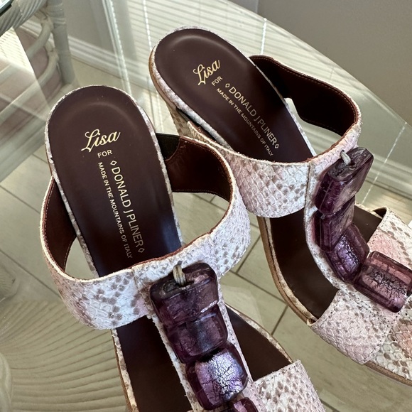 New! Rare Lisa For Donald J Pliner Pink Snakeskin Sandals Shoes 7.5 - Picture 5 of 9